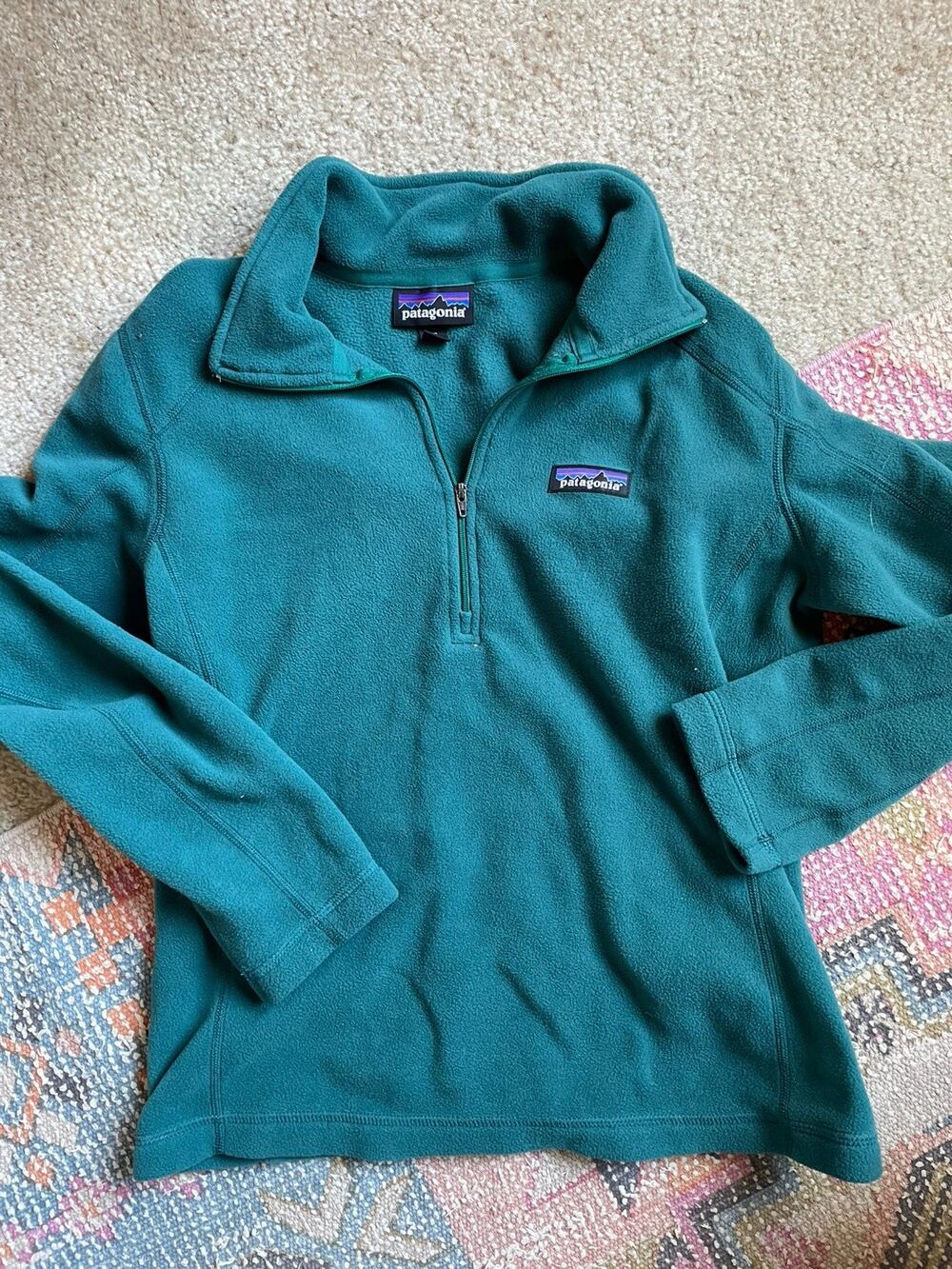 Patagonia Sweater 1/4 Zip Fleece Pullover Green Womens Xs